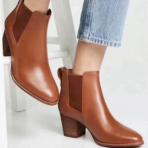 Madewell Regan pull on boot in Saddle brown Booties Short Heeled